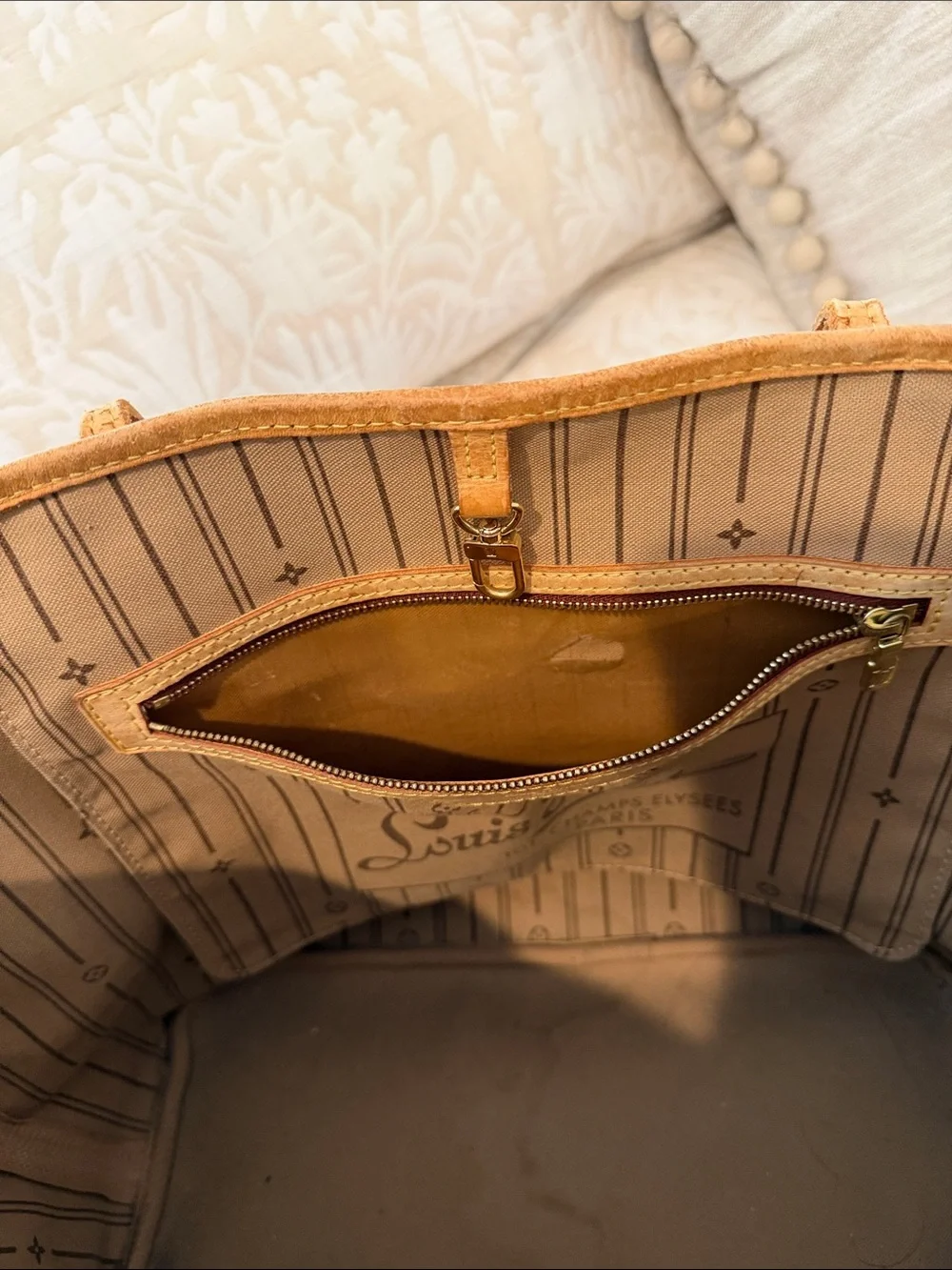 Louis Vuitton Brown Monogram Canvas Tote with Tan Trim - Picture 5 of 6
